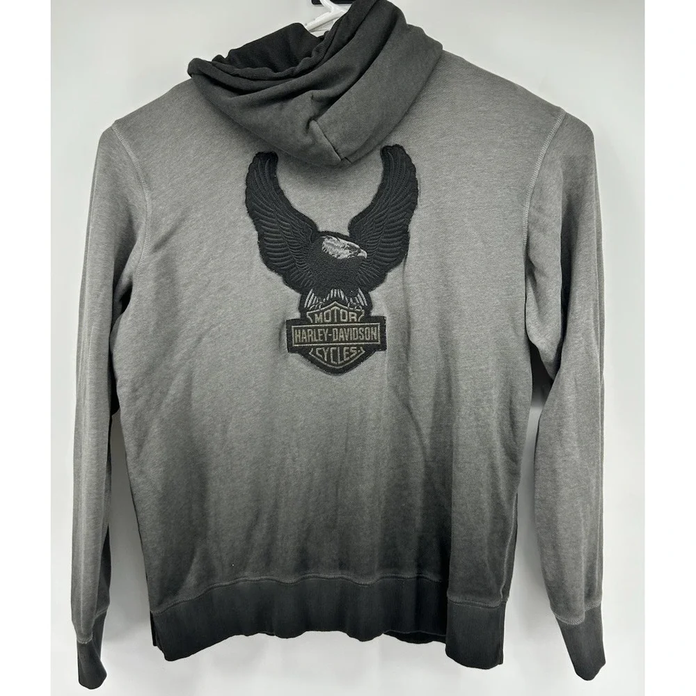 Harley Davidson Motorcycles Full Zip Hooded Sweat Jacket Gray men's 2XL